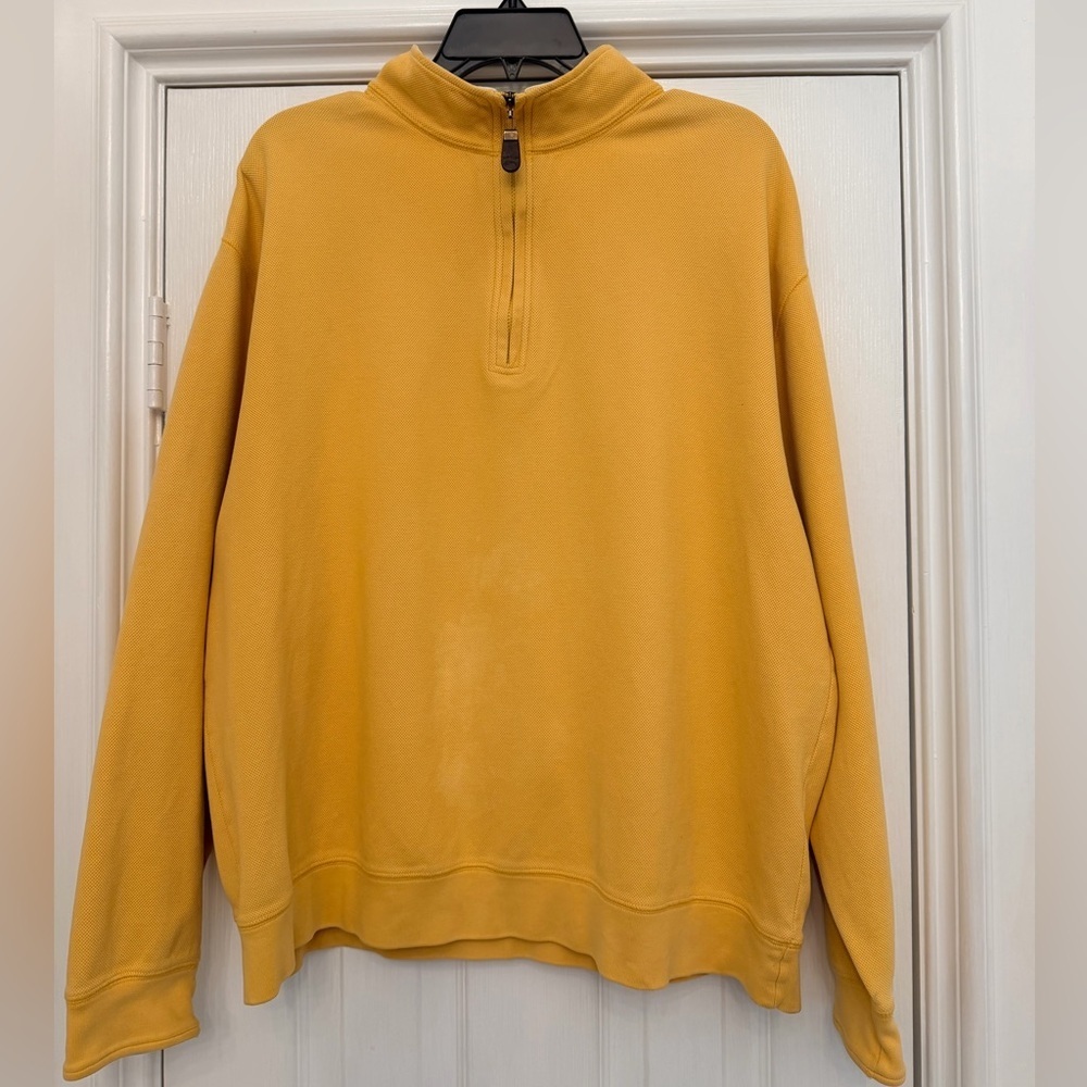 Orvis Men's Yellow 1/4 Zip Overhead Shirt 100% Pima Cotton-Size XL